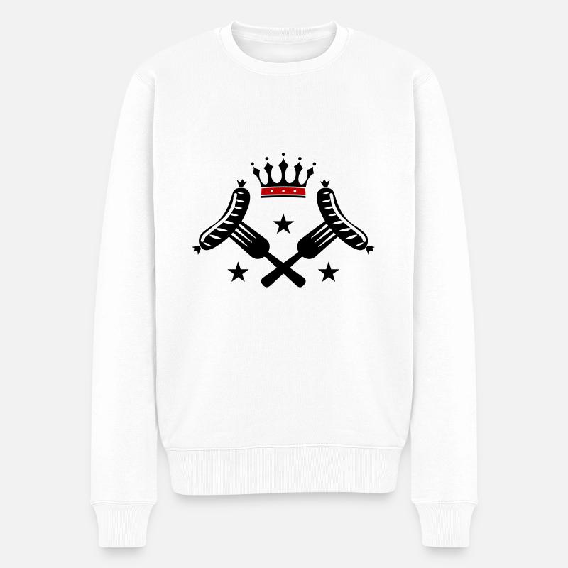 Bratwurst Würstchen Wurst - Männer Premium Bio Pullover - Weiß