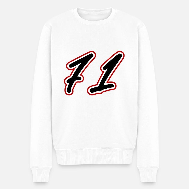 71 Zahl Symbol - Männer Premium Bio Pullover - Weiß