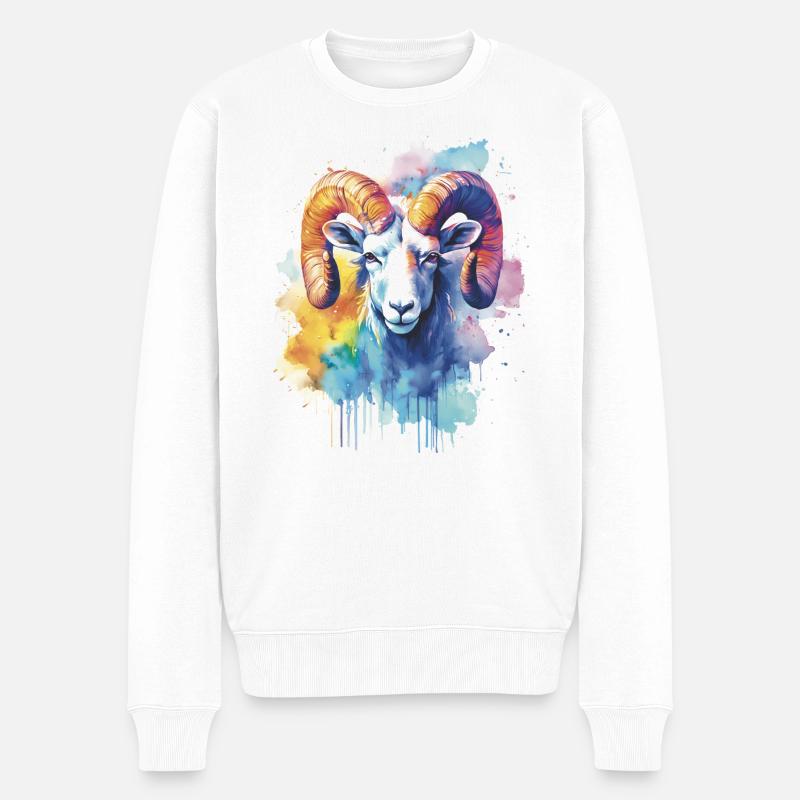 I AM ♈️ ARIES ♈️ - Männer Premium Bio Pullover - Weiß