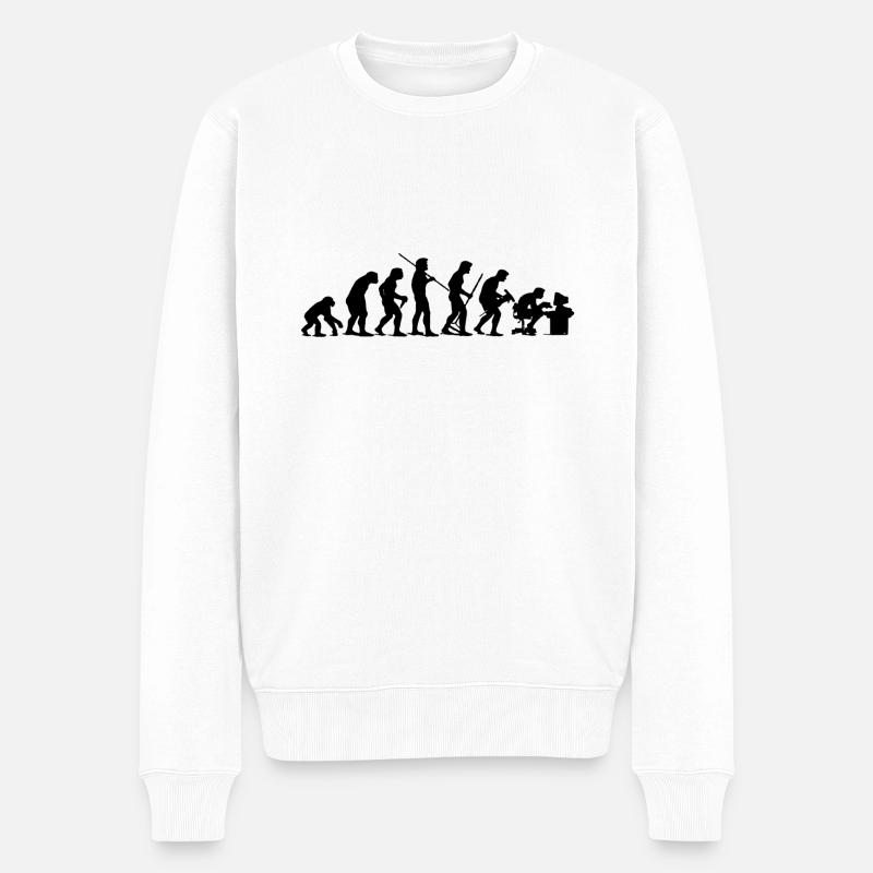 Darwin Evolution - Männer Premium Bio Pullover - Weiß