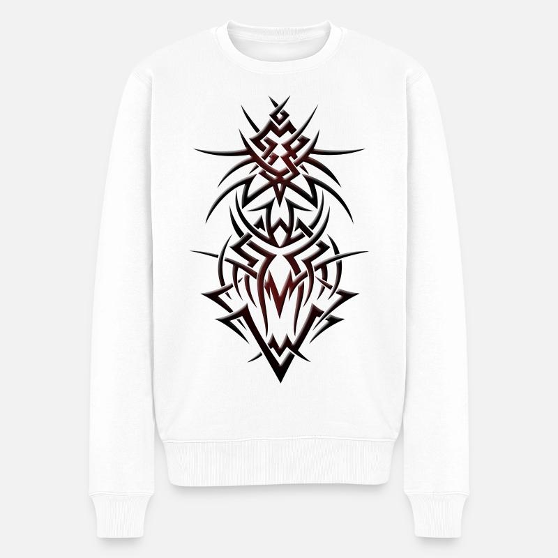 Fantasy Drache Tattoo Tribal Dragon - Männer Premium Bio Pullover - Weiß