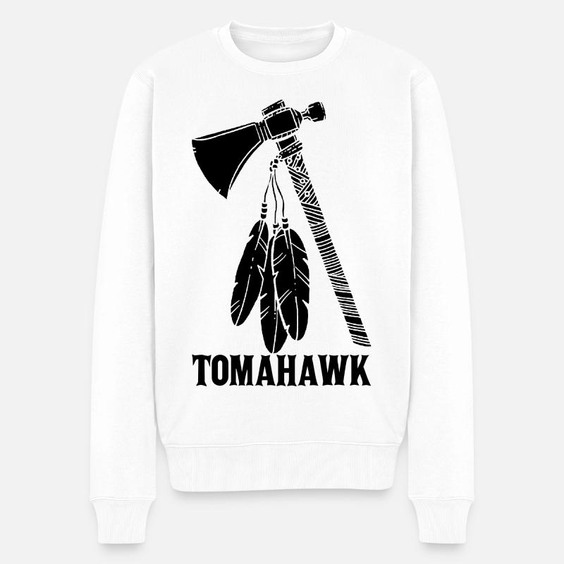 Tomahawk noir - Pull Premium bio Homme - blanc