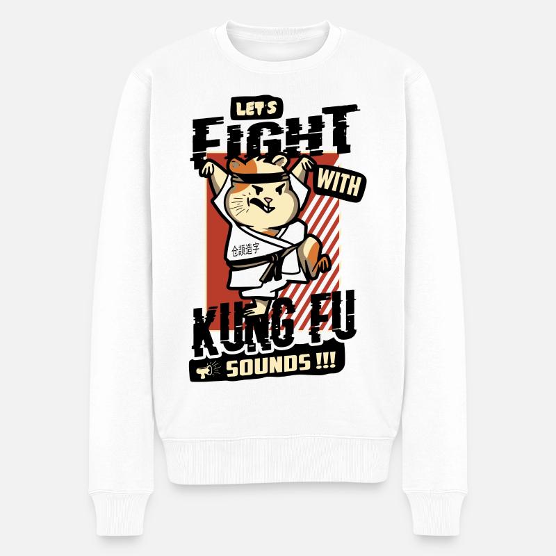 Kung Fu Hamster - Männer Premium Bio Pullover - Weiß