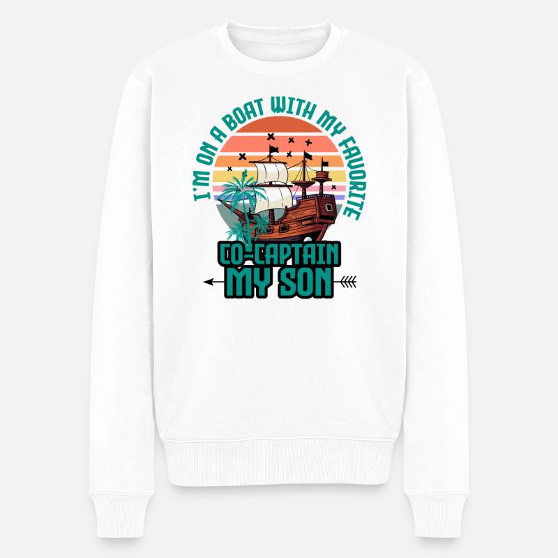 Mutter und Sohn Sommerkreuzfahrt Lieblings-Co-Kapitän - Männer Premium Bio Pullover - Weiß
