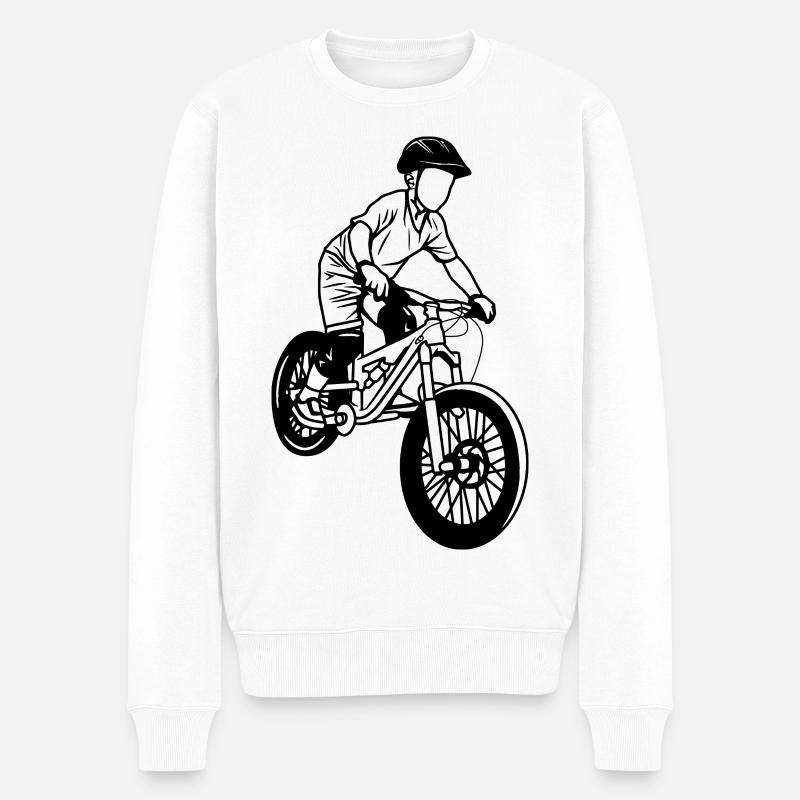 Mountainbike Junge - Männer Premium Bio Pullover - Weiß