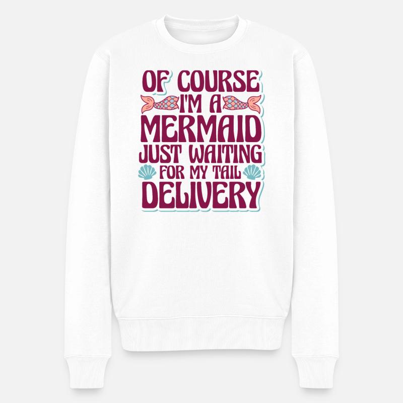 Sirène attendant ma queue - Pull Premium bio Homme - blanc