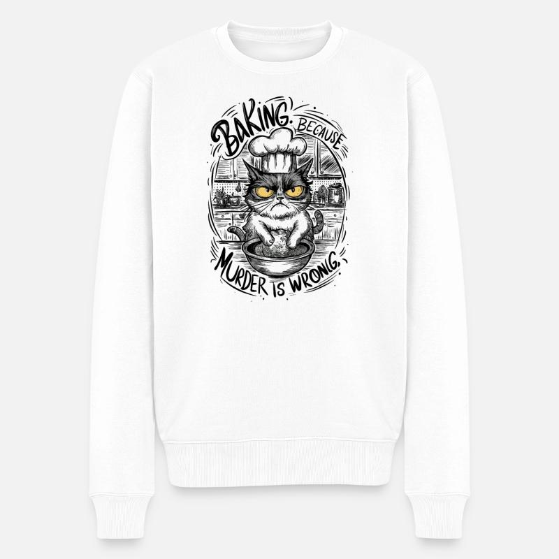Baking Because Murder Is Wrong - Men's Premium Organic Jumper - white