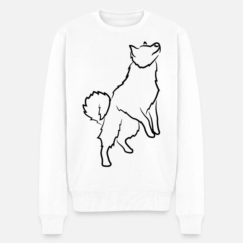 Hund Skizze - Männer Premium Bio Pullover - Weiß