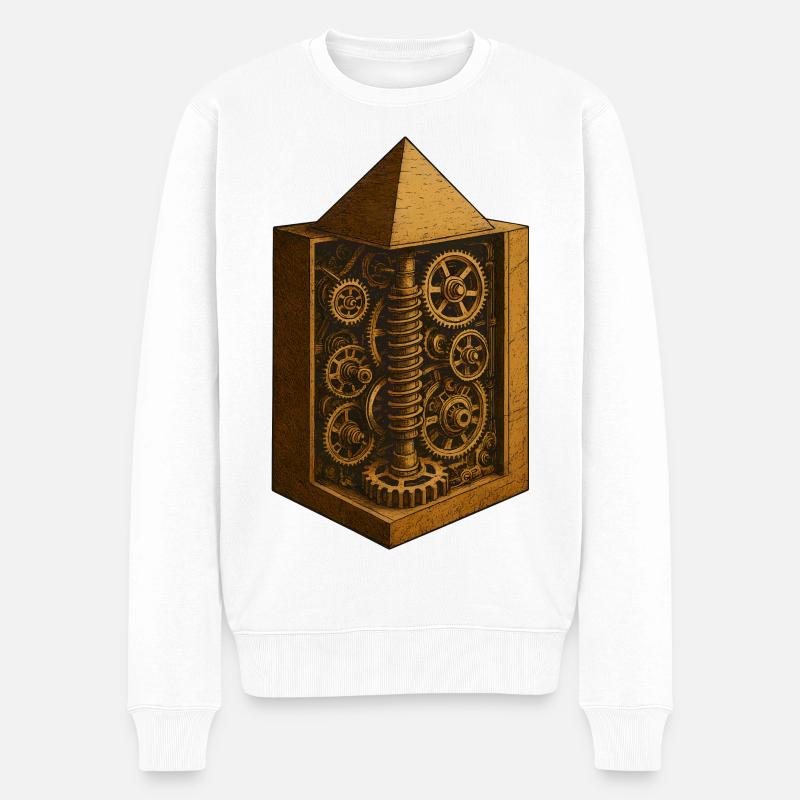 Pyramide de Khéphren | Art du mécanisme d’engrenage ancien - Pull Premium bio Homme - blanc