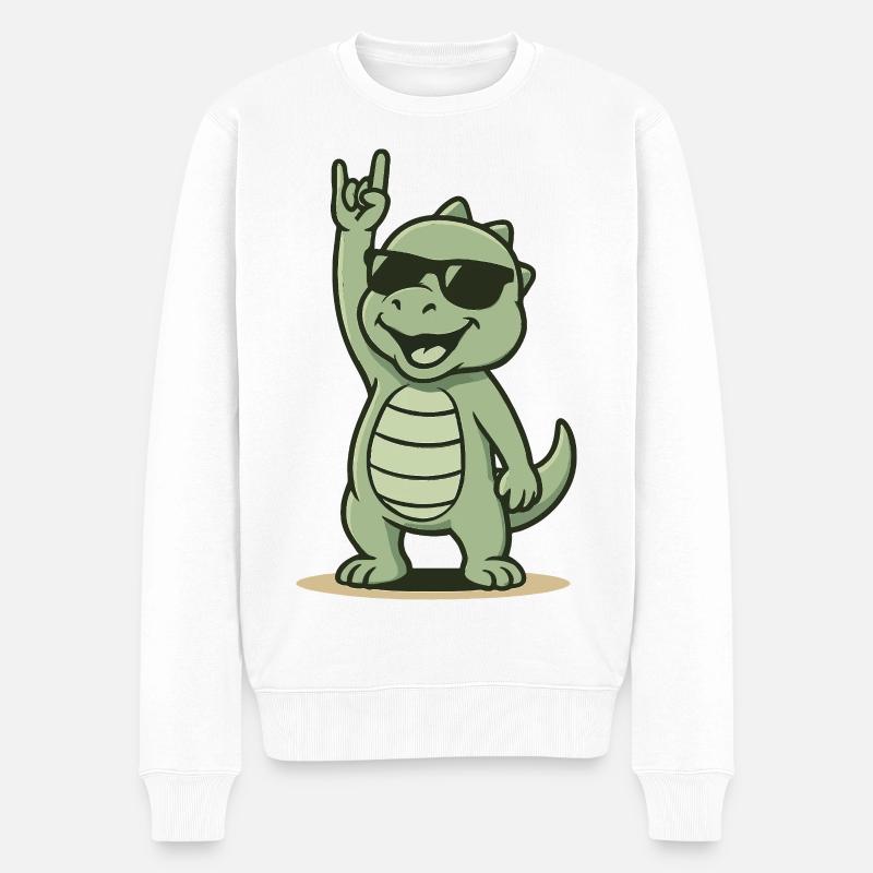 Dino Rockt! - Männer Premium Bio Pullover - Weiß
