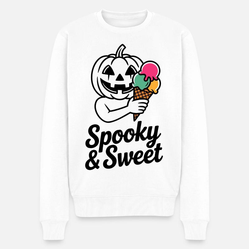 Halloweenkürbis mit Eiscreme - Männer Premium Bio Pullover - Weiß