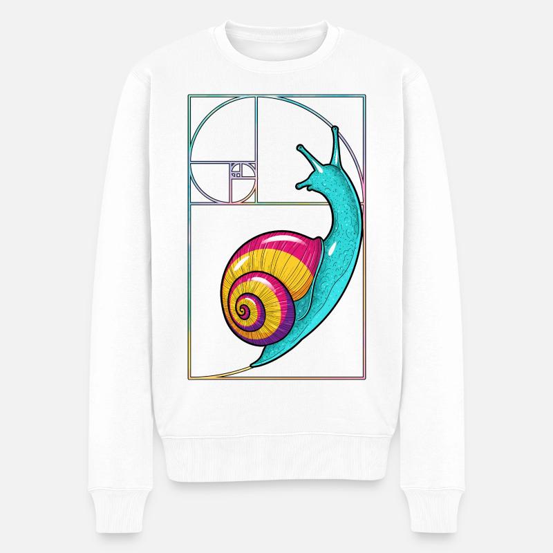 Escargot spiralé de Fibonacci - Pull Premium bio Homme - blanc