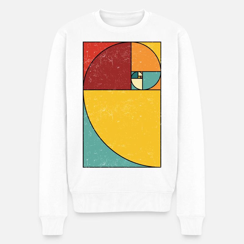 Fibonacci Spiral Geometry Art - Männer Premium Bio Pullover - Weiß
