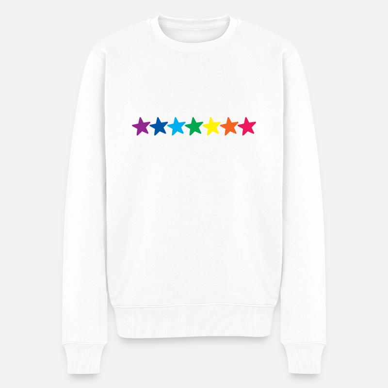 Horizontale Regenbogensterne - Männer Premium Bio Pullover - Weiß