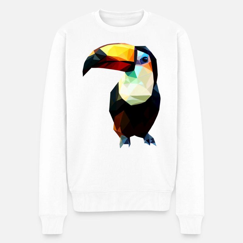Tukan im Polygon-Stil - Männer Premium Bio Pullover - Weiß