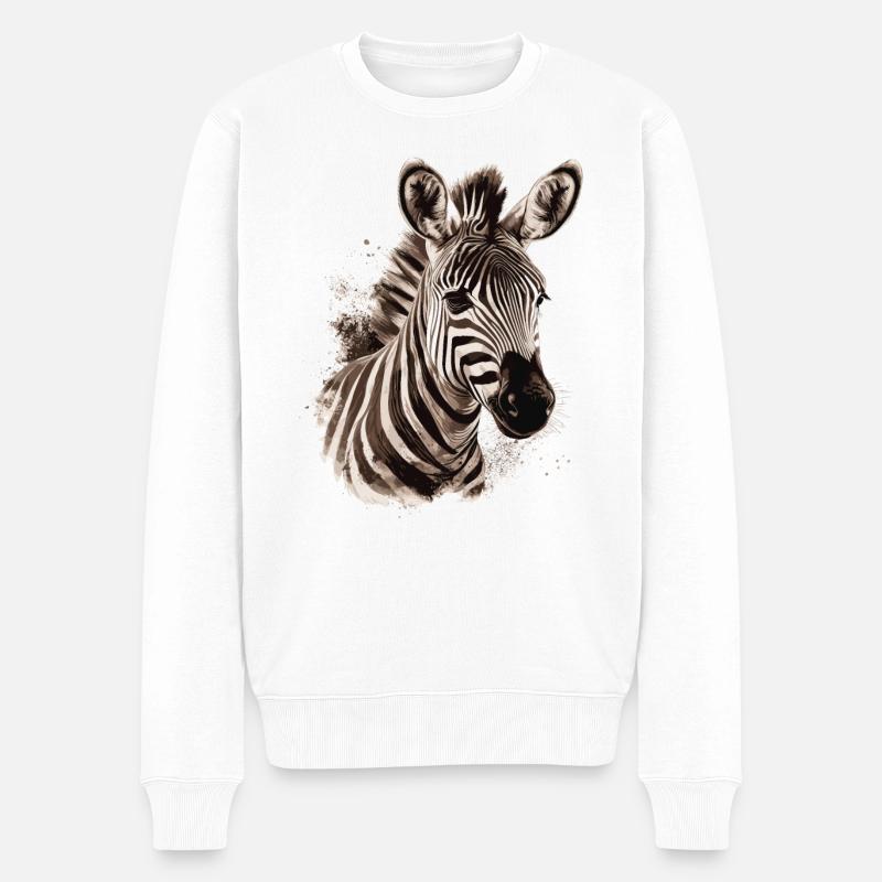Zebra Afrika Tier - Männer Premium Bio Pullover - Weiß