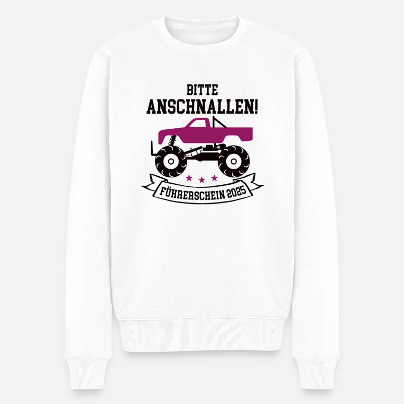 Bitte Anschnallen Auto Führerschein 2025 Bestanden - Männer Premium Bio Pullover - Weiß