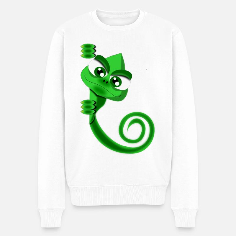 Chamäleon - Männer Premium Bio Pullover - Weiß