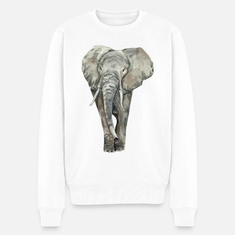 Elefant - Männer Premium Bio Pullover - Weiß