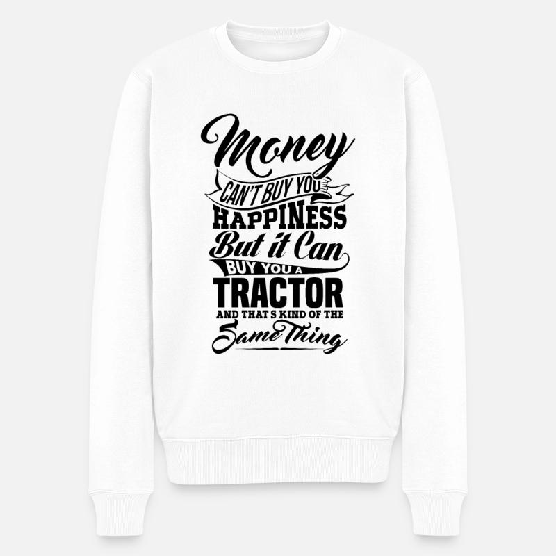 GELD UND TRAKTOR - Männer Premium Bio Pullover - Weiß