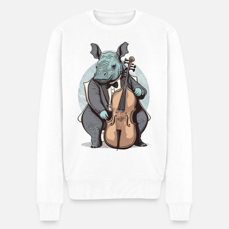 Nashorn - Männer Premium Bio Pullover - Weiß