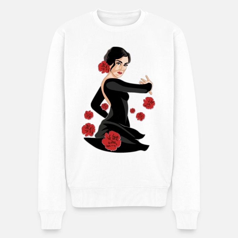 ŒILLETS DANSEUSE DE FLAMENCO - Pull Premium bio Homme - blanc