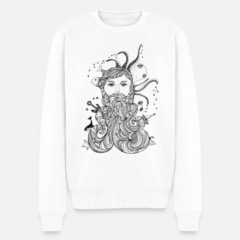Wassermann - Männer Premium Bio Pullover - Weiß