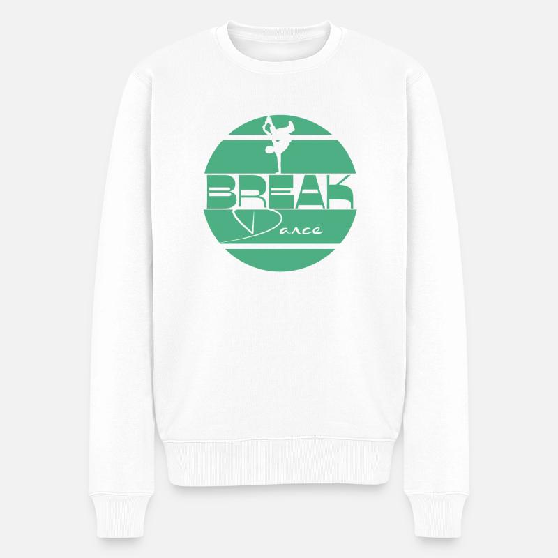 Breakdance Vert Turquoise - Pull Premium bio Homme - blanc