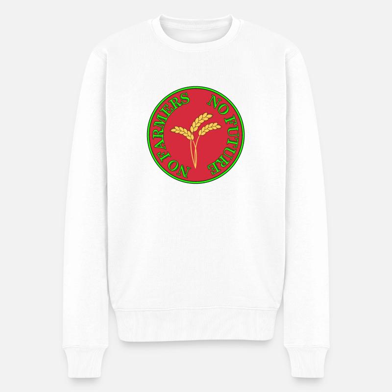 No Farmers no future. Protest Spruch Bauernprotest - Männer Premium Bio Pullover - Weiß