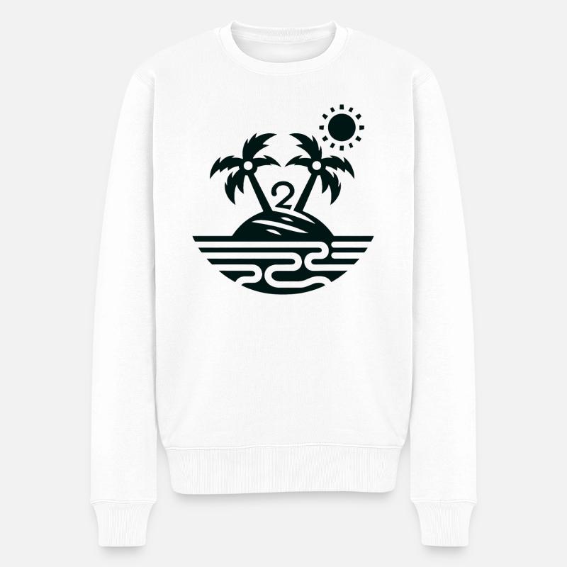 Insel mit 2 Palmen - Männer Premium Bio Pullover - Weiß
