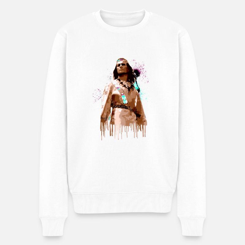 Winnetou,Indien,Illustration,Graffiti - Pull Premium bio Homme - blanc