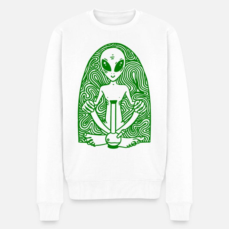 Alien 4:20 Hochleben - Männer Premium Bio Pullover - Weiß