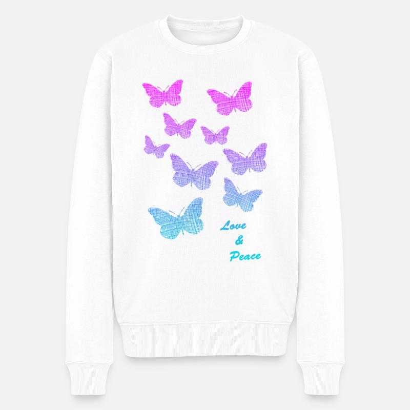 Love Peace - Männer Premium Bio Pullover - Weiß