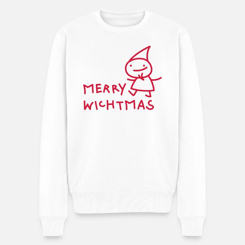 Lustige Wichtel Weihnachten - Männer Premium Bio Pullover - Weiß