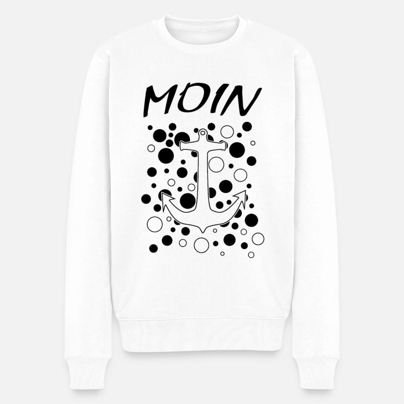 Moin Anker Kapitän - Männer Premium Bio Pullover - Weiß