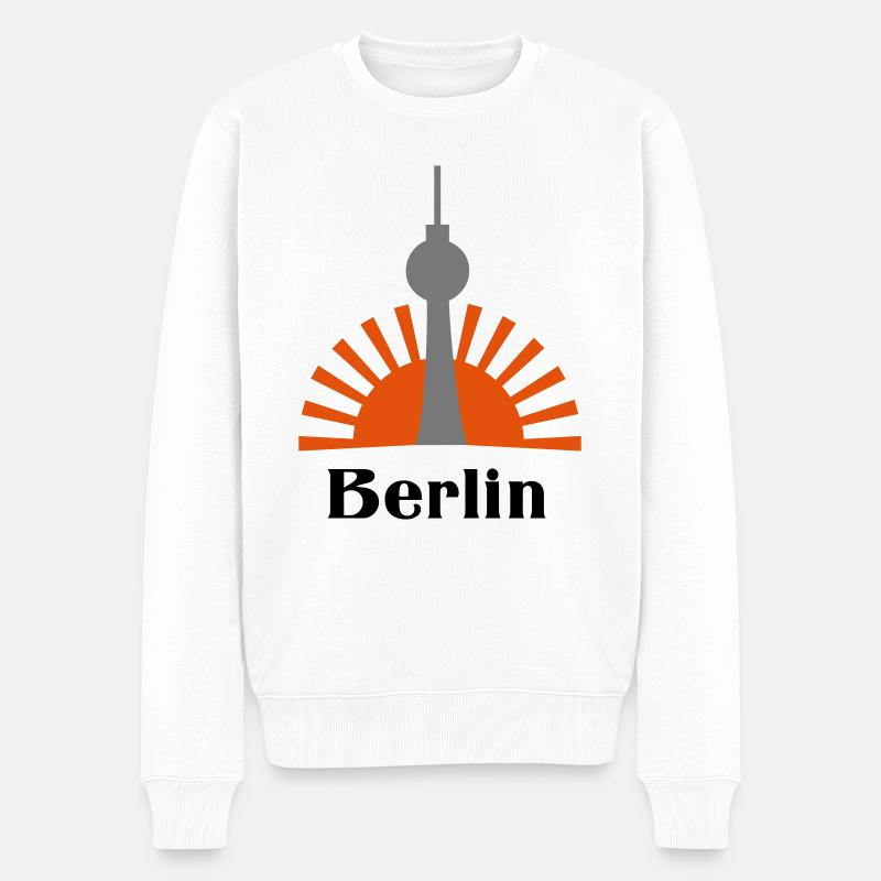 Berlin - Männer Premium Bio Pullover - Weiß