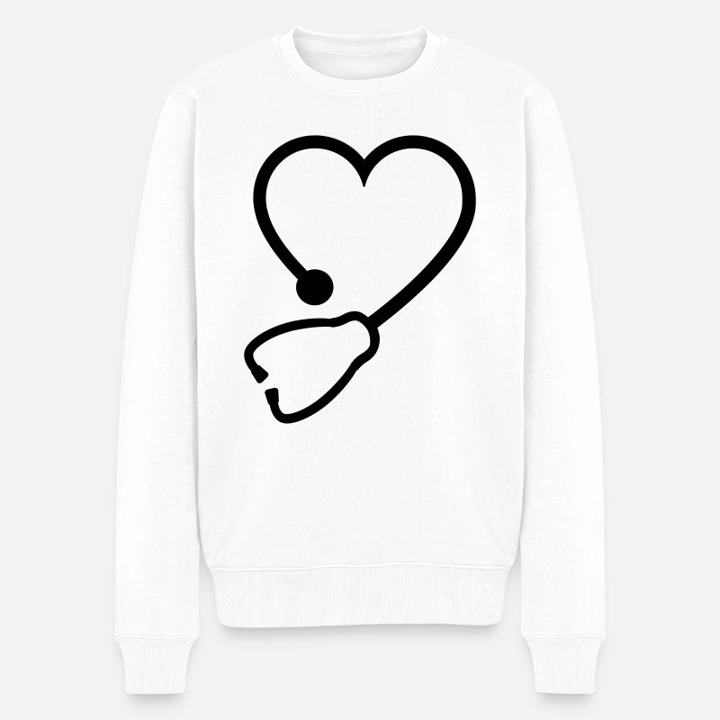 Stethoskop - Männer Premium Bio Pullover - Weiß