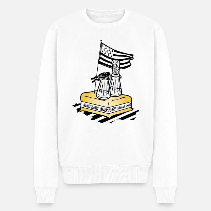 Bretonischer Kuchen - Männer Premium Bio Pullover - Weiß