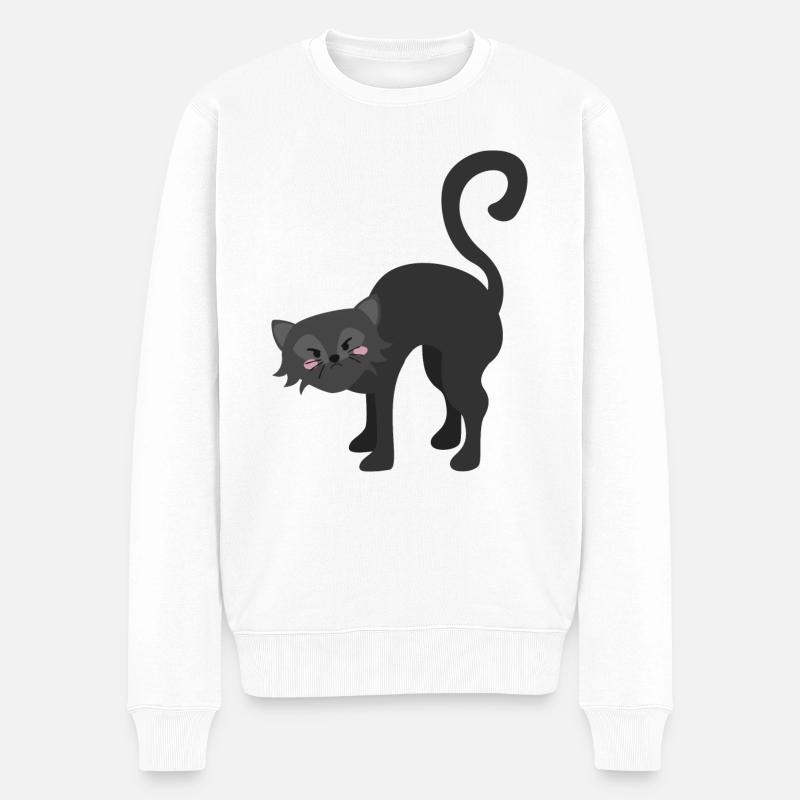 Chat noir - Pull Premium bio Homme - blanc