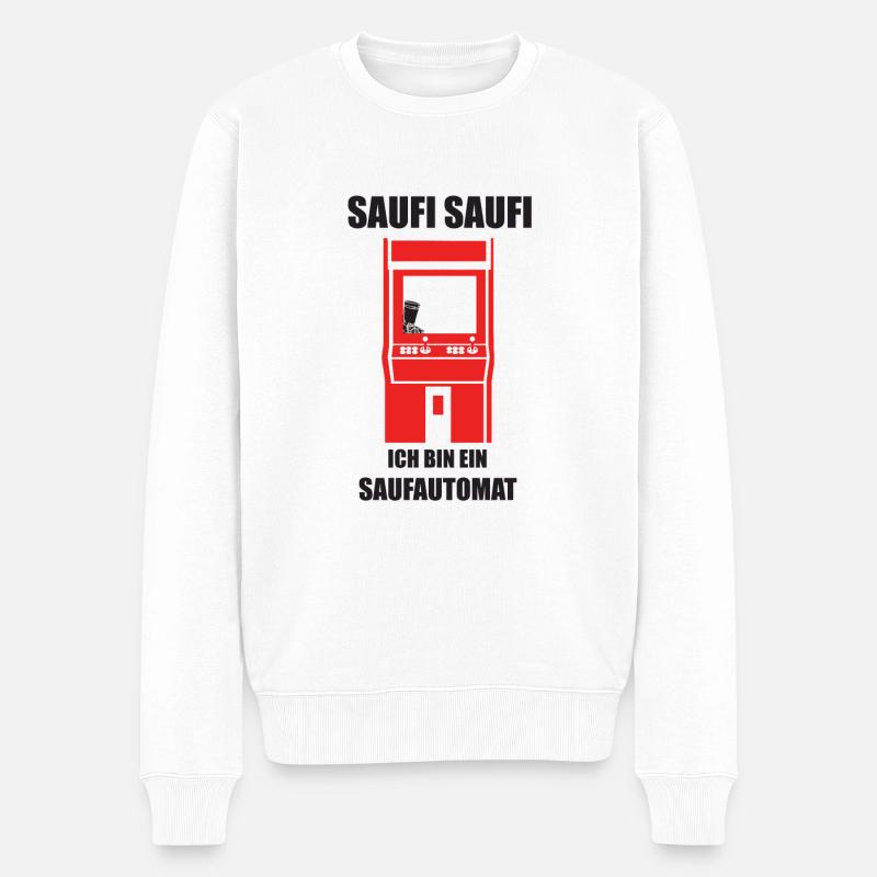 Ich bin ein Saufautomat - Männer Premium Bio Pullover - Weiß