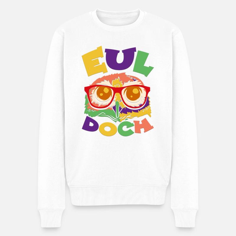 EUL doch - Eule mit Brille - Männer Premium Bio Pullover - Weiß