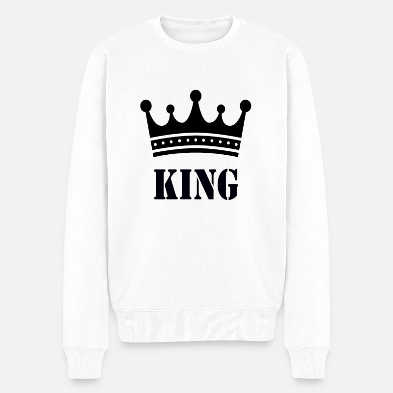 der gekrönte König - Männer Premium Bio Pullover - Weiß