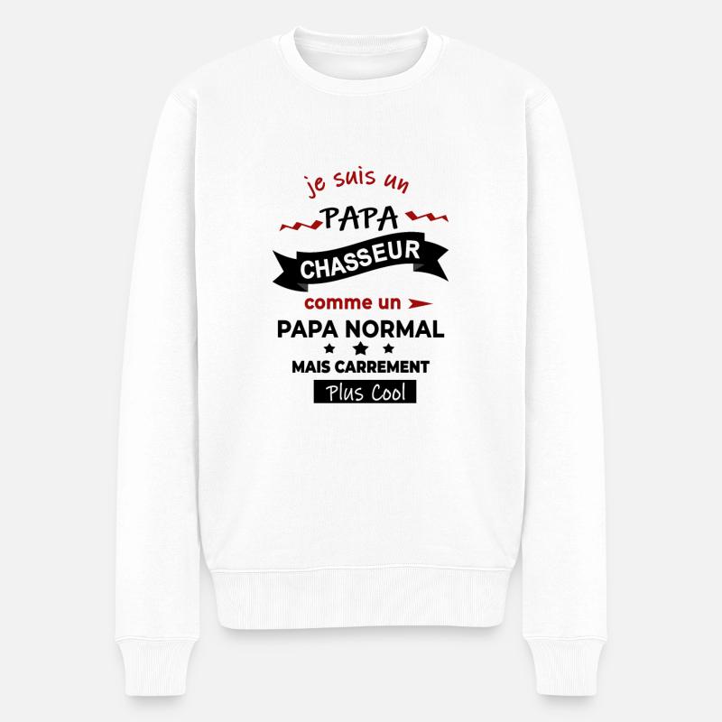 Je suis un Papa chasseur - Pull Premium bio Homme - blanc