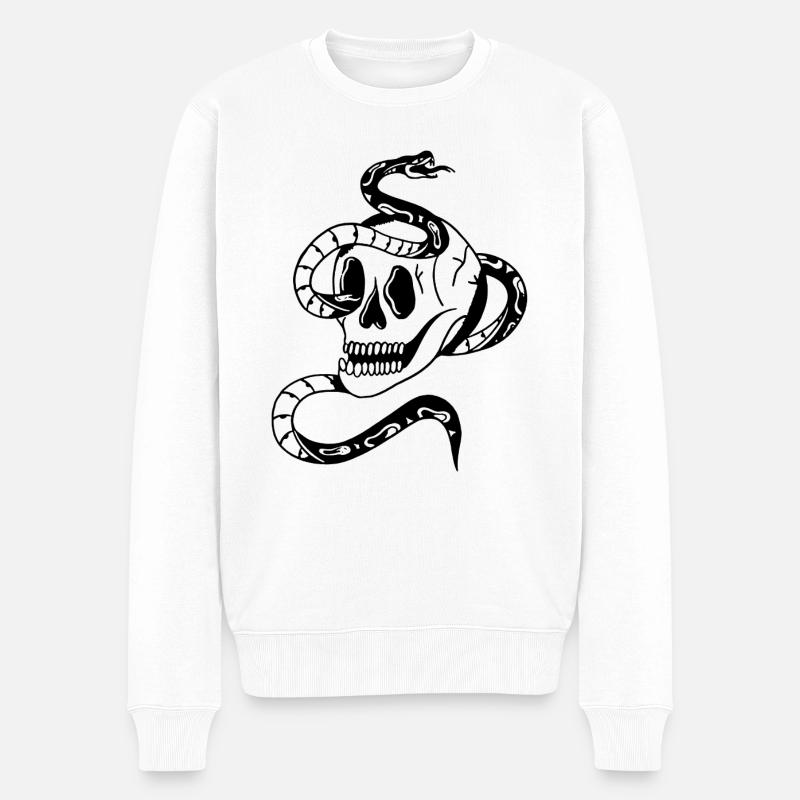 SCHÄDEL - Männer Premium Bio Pullover - Weiß