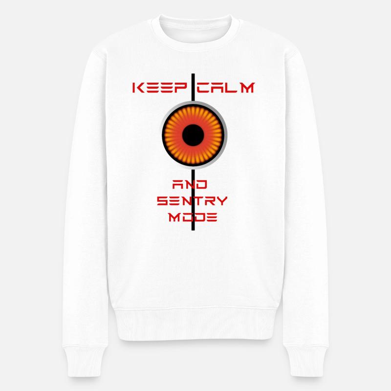 Keep Calm and Sentrymode Tesla - Männer Premium Bio Pullover - Weiß