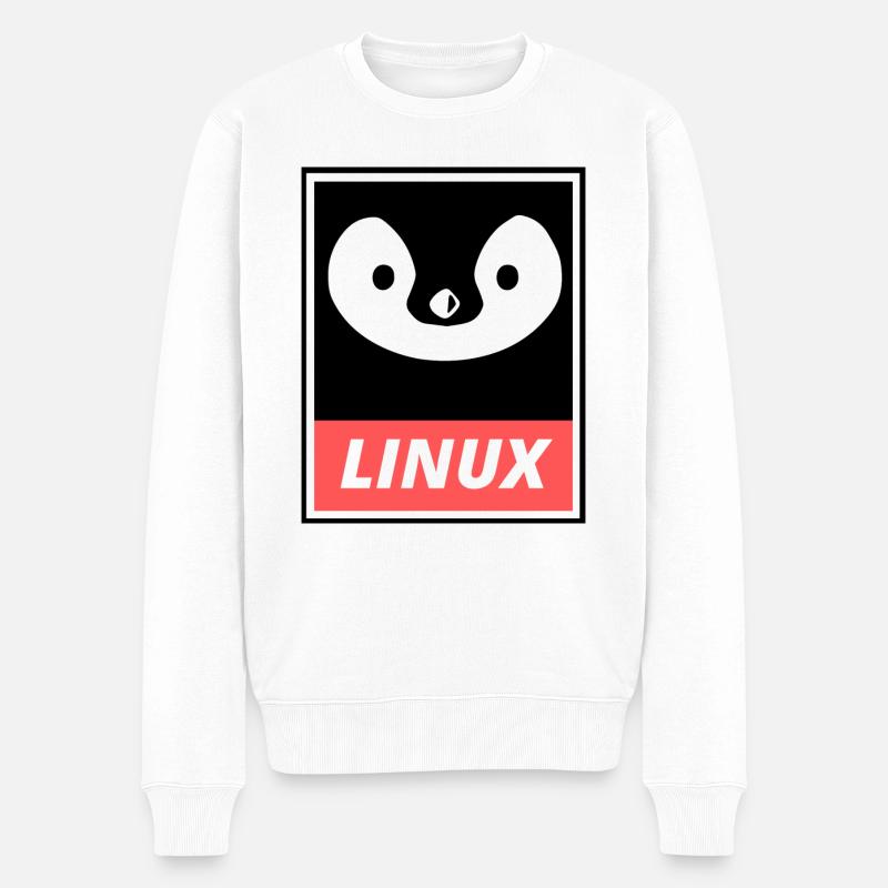 Linux Tux - Männer Premium Bio Pullover - Weiß
