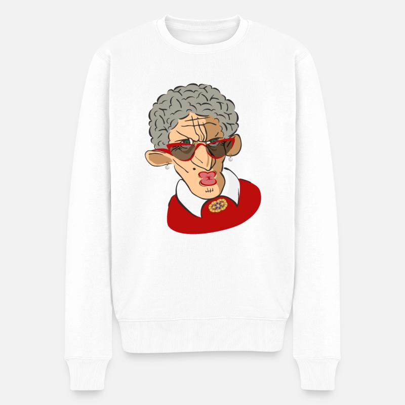 Coole alte Lady! - Männer Premium Bio Pullover - Weiß