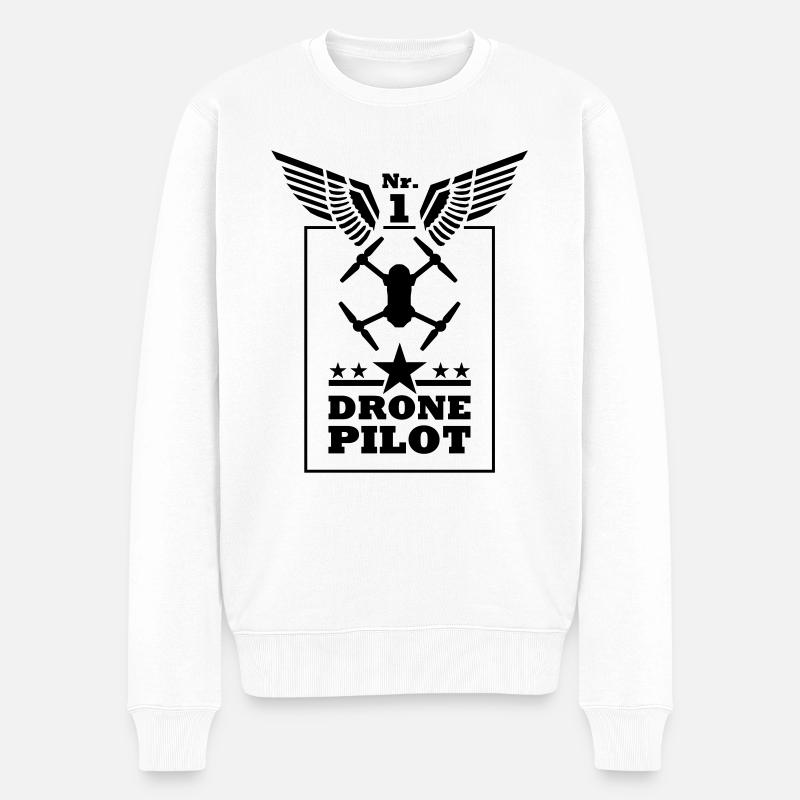 No. 1 Drone Pilot - Men's Premium Organic Jumper - white