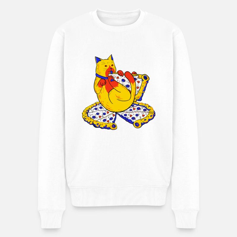 Chat Gourmand - Pull Premium bio Homme - blanc