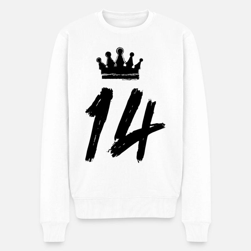 14 Couronne de numéros - Pull Premium bio Homme - blanc